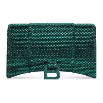 Balenciaga Hourglass Hangbag With Rhinestones Green