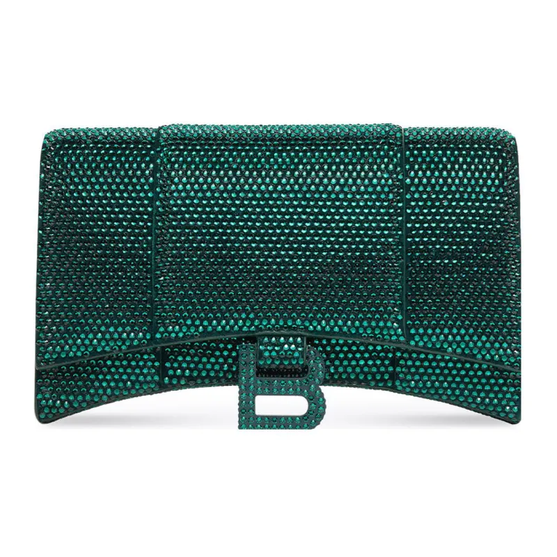 Balenciaga Hourglass Hangbag With Rhinestones Green-0
