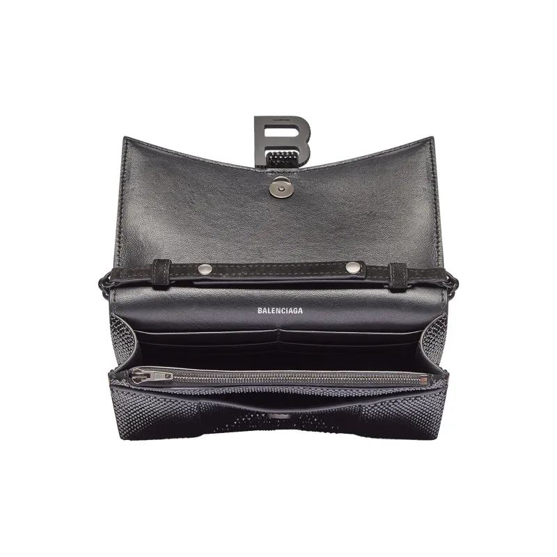 Balenciaga Hourglass Wallet With Chain Xs Rhinestone Black-5