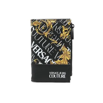 VERSACE JEANS COUTURE Calfskin Wallet Men's White/Black/Yellow