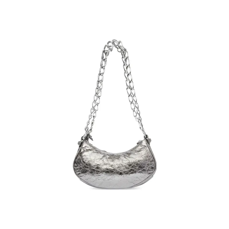 Balenciaga Le Cagole Shoulder Bag Xs With Chain Metallized Silver-4