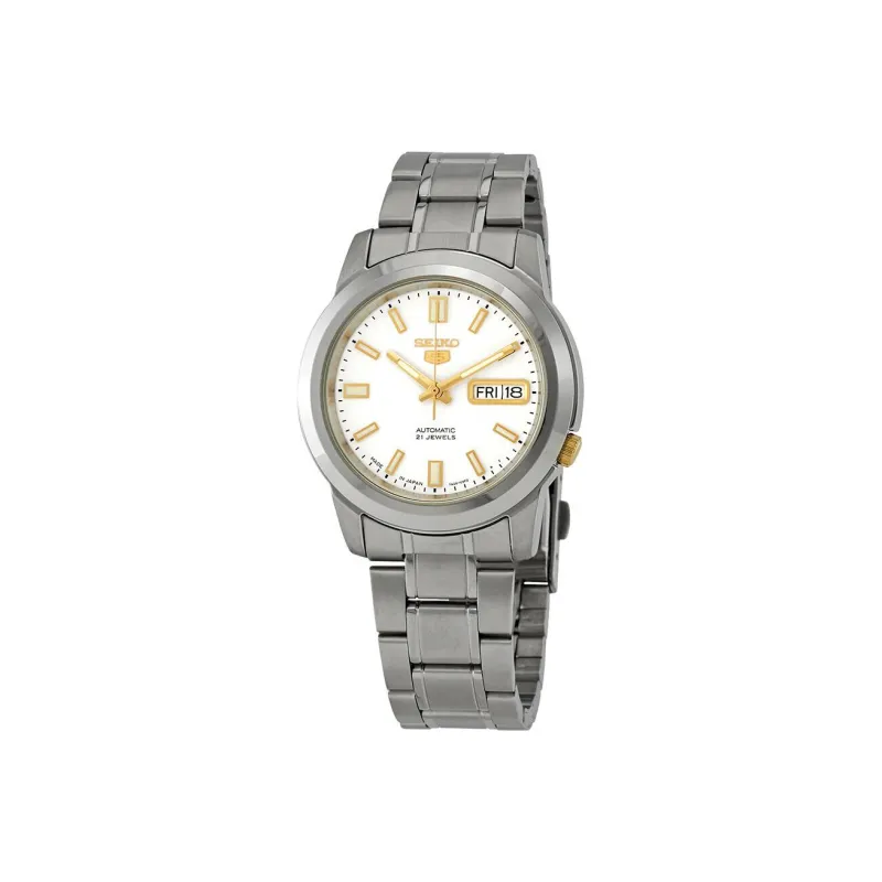 SEIKO Seiko5 Collection Automatic Mechanical Movement Stainless Steel Watchband Watch Men's Watches White Dial SNKK07J1-0