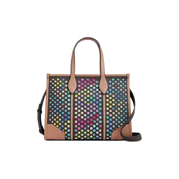 FION PVC Tote Bag, Shopping Bag, Shoulder Bag, Handbag Medium Size Women's Coffee/Multicolor/White/Multicolor