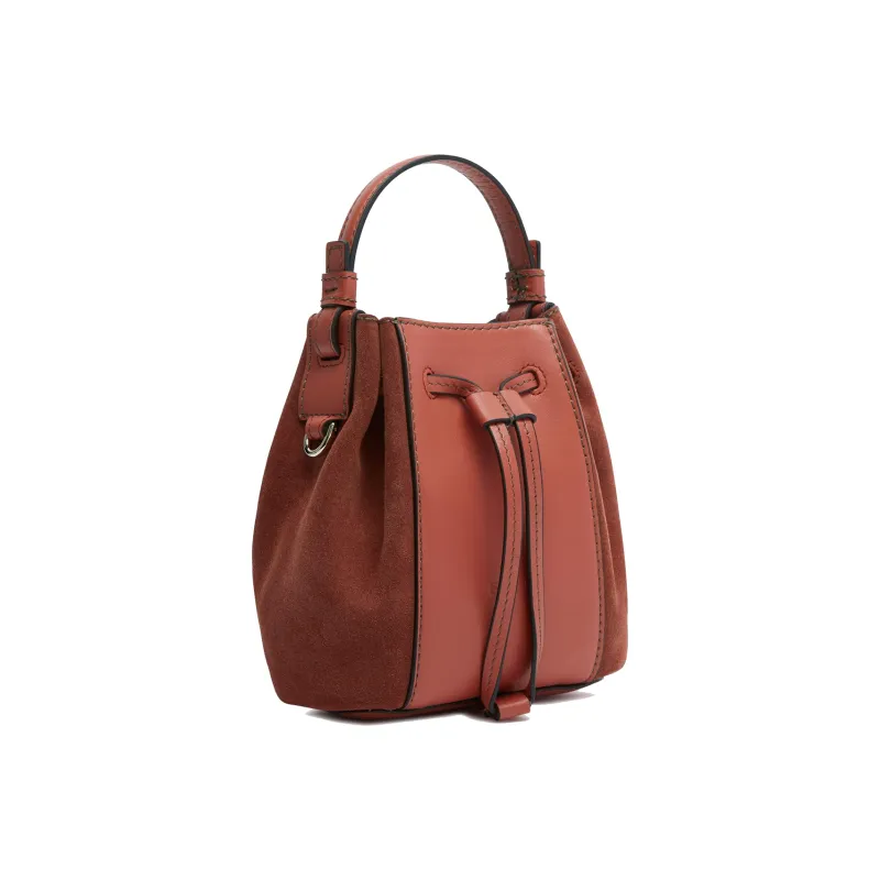 Furla Miastella Soft Calfskin With Suede Bucket Bag, Handbag, Shoulder Bag, Crossbody Bag Mini Women's Cinnamon-1