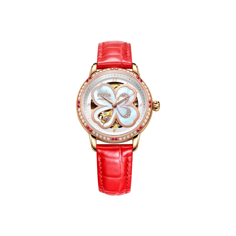 Fiyta Automatic Mechanical Movement Genuine Leather Strap Watch Women's Watch Mother of Pearl Color Watch Dial-1