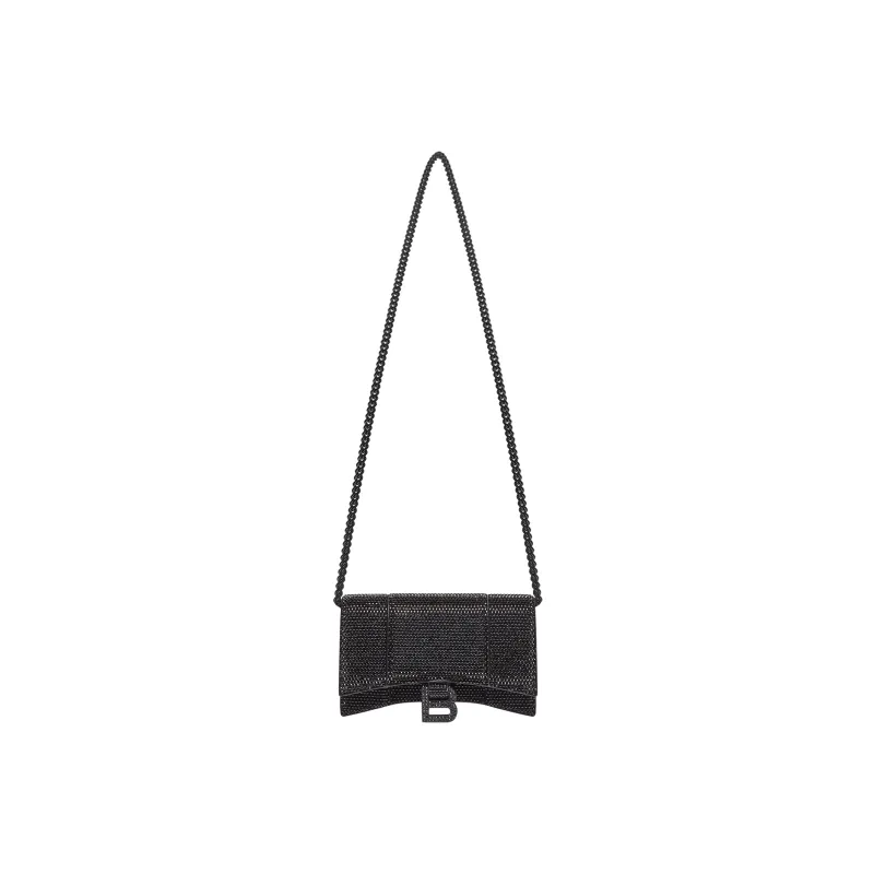 Balenciaga Hourglass Wallet With Chain Xs Rhinestone Black-1