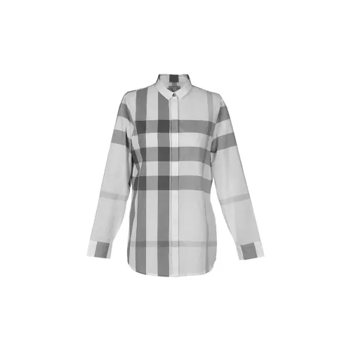 Burberry Check Cotton Shirt Check Light Gery