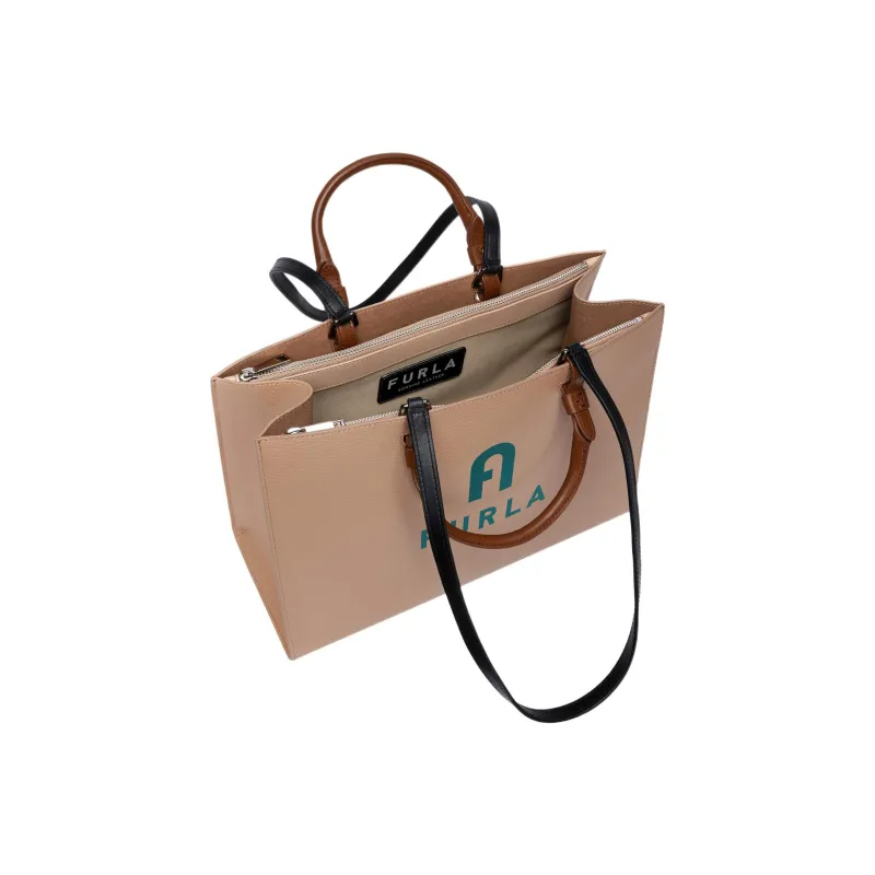 Furla Leather Tote Bag Shopping Bag Shoulder Bag Handbag Large Size Women's Taupe & Jasper-3