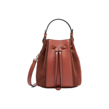 Furla Miastella Soft Calfskin With Suede Bucket Bag, Handbag, Shoulder Bag, Crossbody Bag Mini Women's Cinnamon