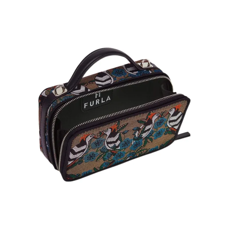 Furla Babylon Fabric Handbag Shoulder Bag Crossbody Bag Mini Women's Taupe-3