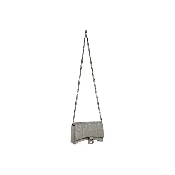 Balenciaga Hourglass Polyurethane Wallet Regular Women's Gray-3
