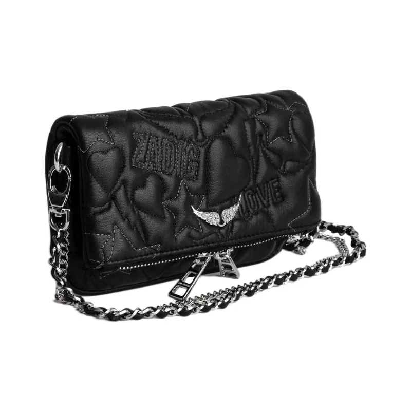 Zadig & Voltaire Rocky Quilting Lambskin One Shoulder Crossbody Clutches Extra Mini Women's Black-3