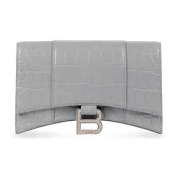 Balenciaga Hourglass Cow Leather Wallet Women's Gray