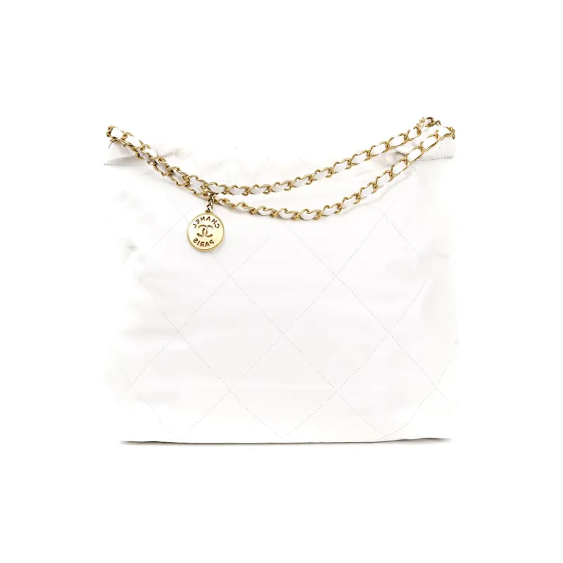 CHANEL Smooth Finish Calfskin Handbag, Tote Bag, Shopping Bag, Crossbody Bag Women's White-1