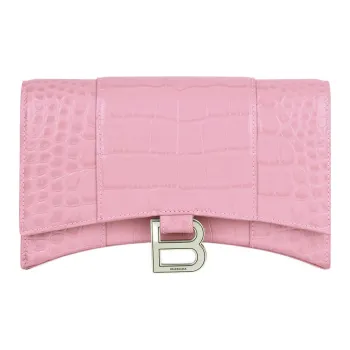 Balenciaga Hourglass Cow Leather Shoulder Bag Crossbody Bag Chain Wallet Women's Pink