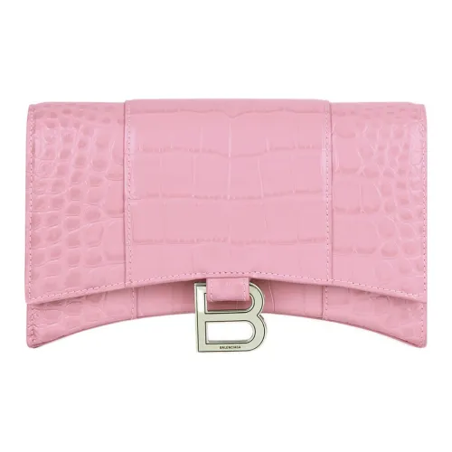 Balenciaga Hourglass Cow Leather Shoulder Bag Crossbody Bag Chain Wallet Women's Pink