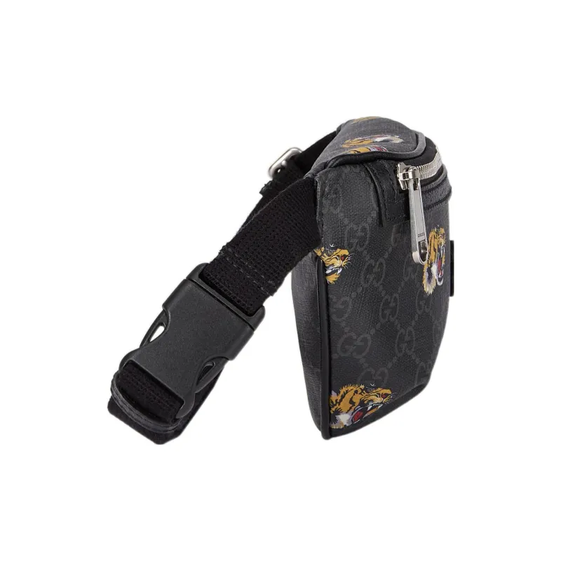 GUCCI Canvas With Leather Trim Sling Bag Fanny Pack Men's Black-3