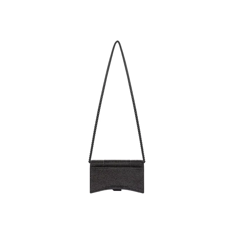 Balenciaga Hourglass Wallet With Chain Xs Rhinestone Black-3