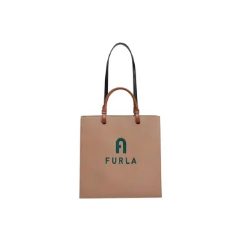 Furla Leather Tote Bag Shopping Bag Shoulder Bag Handbag Large Size Women's Taupe & Jasper