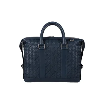 Bottega Veneta Cow Leather Portable One Shoulder Crossbody Briefcases Men's Blue