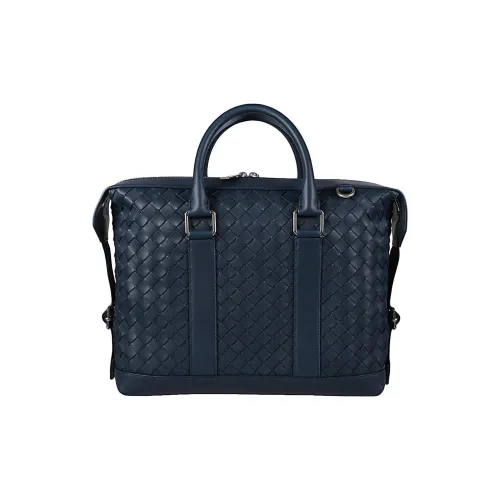 Bottega Veneta Cow Leather Portable One Shoulder Crossbody Briefcases Men's Blue