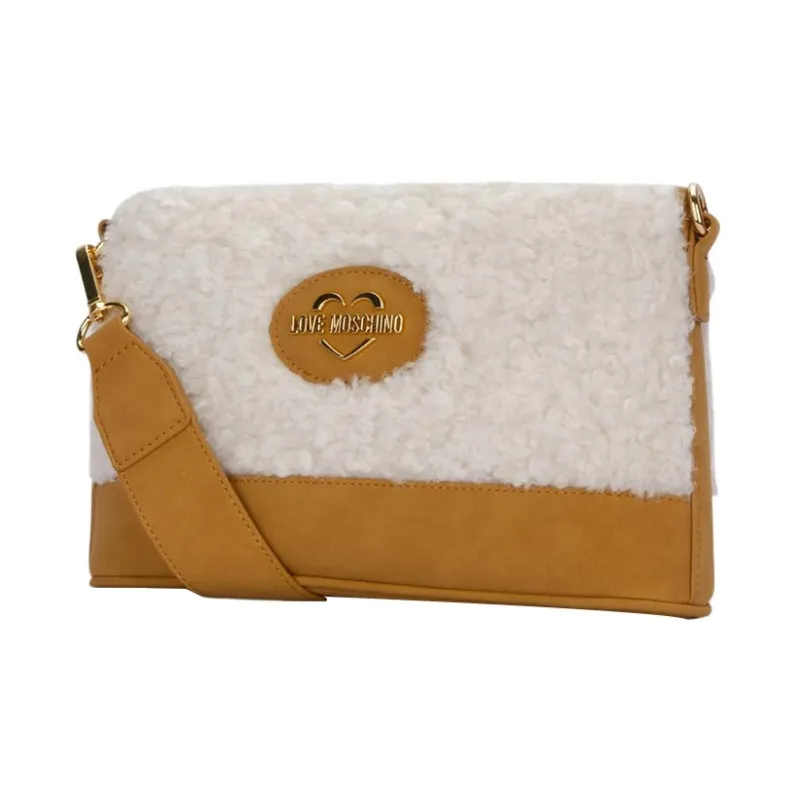 LOVE MOSCHINO Polyester Shoulder Bag Crossbody Bag Women's Ecru/Brown-1