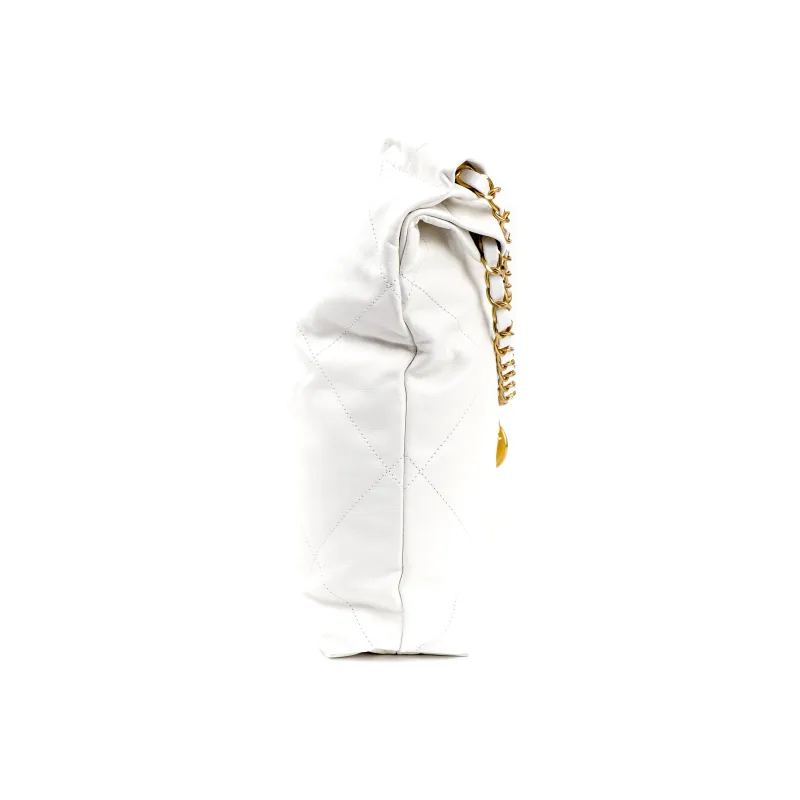CHANEL Smooth Finish Calfskin Handbag, Tote Bag, Shopping Bag, Crossbody Bag Women's White-2