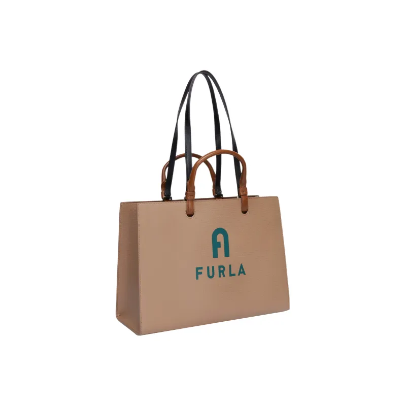 Furla Leather Tote Bag Shopping Bag Shoulder Bag Handbag Large Size Women's Taupe & Jasper-1