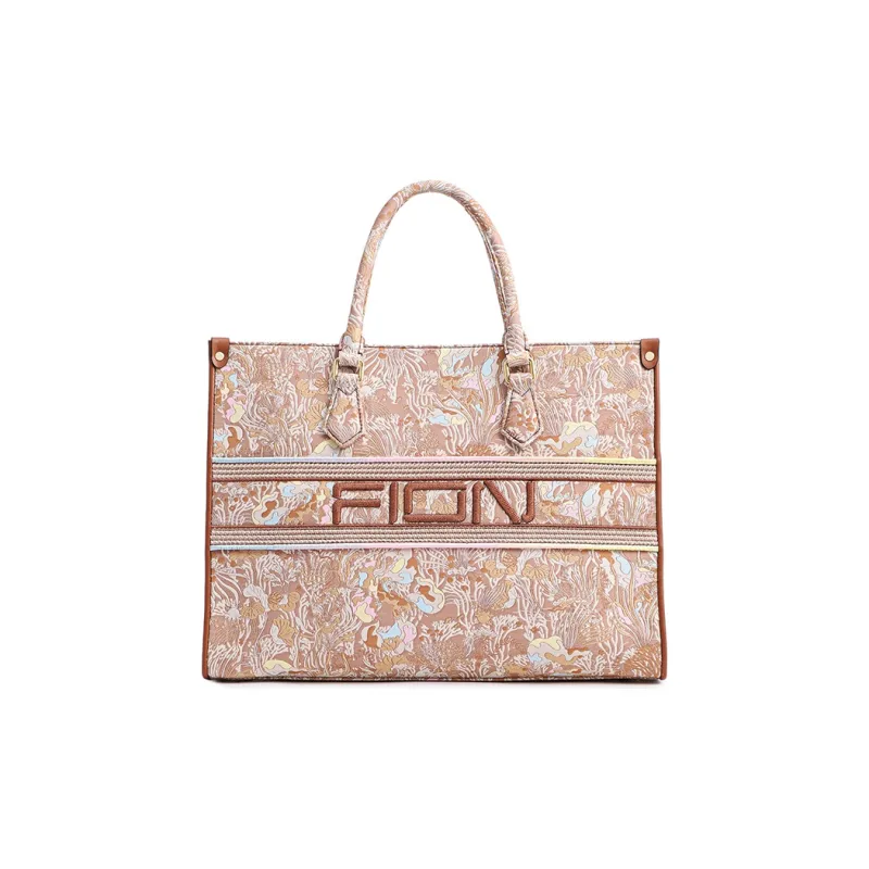 FION Fabric Tote Bag, Shopping Bag, Shoulder Bag, Handbag Tubas Women's Khaki-1