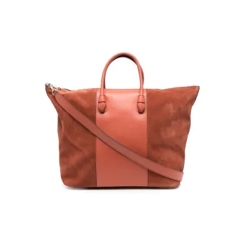 Furla Cow Leather Patchwork Suede Shoulder Bag Crossbody Bag Handbag Women's Orange