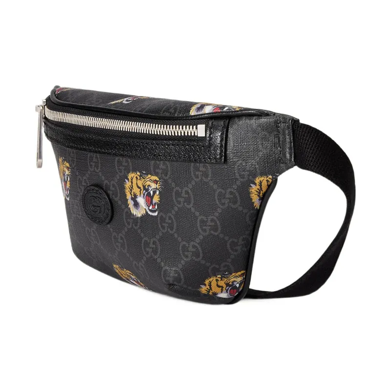 GUCCI Canvas With Leather Trim Sling Bag Fanny Pack Men's Black-1