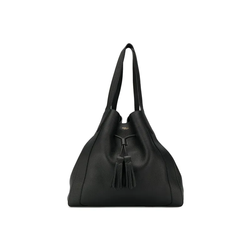 Mulberry Leather Tote Bag Shopping Bag Shoulder Bag Handbag Women's Black-0