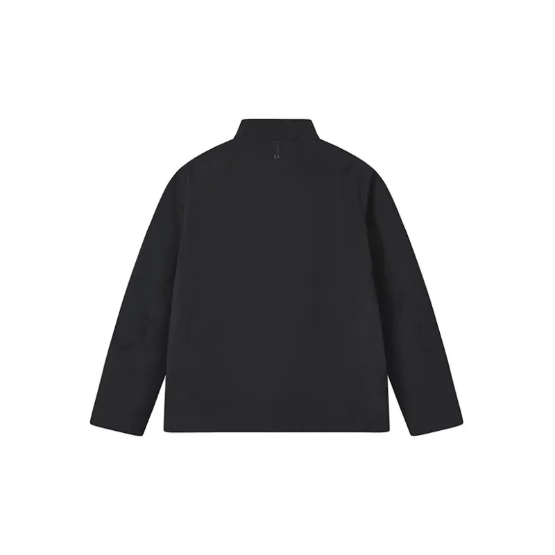 FILA Solid Color Stand Collar Loose Fit Puffer Jacket Men's Jet Black-1