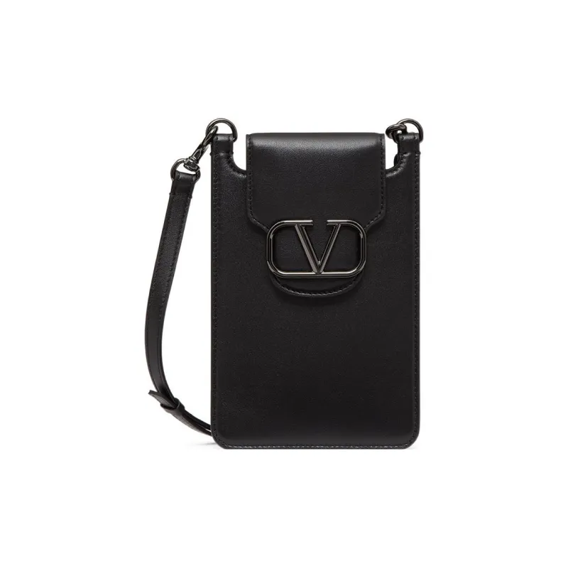 Valentino Locò Calfskin Cell Phone Pouch Men's Black-0