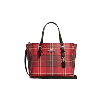 COACH Mollie Canvas With Leather Tote Bag Shopping Bag Shoulder Bag Crossbody Bag Medium Size Women's Red & Black