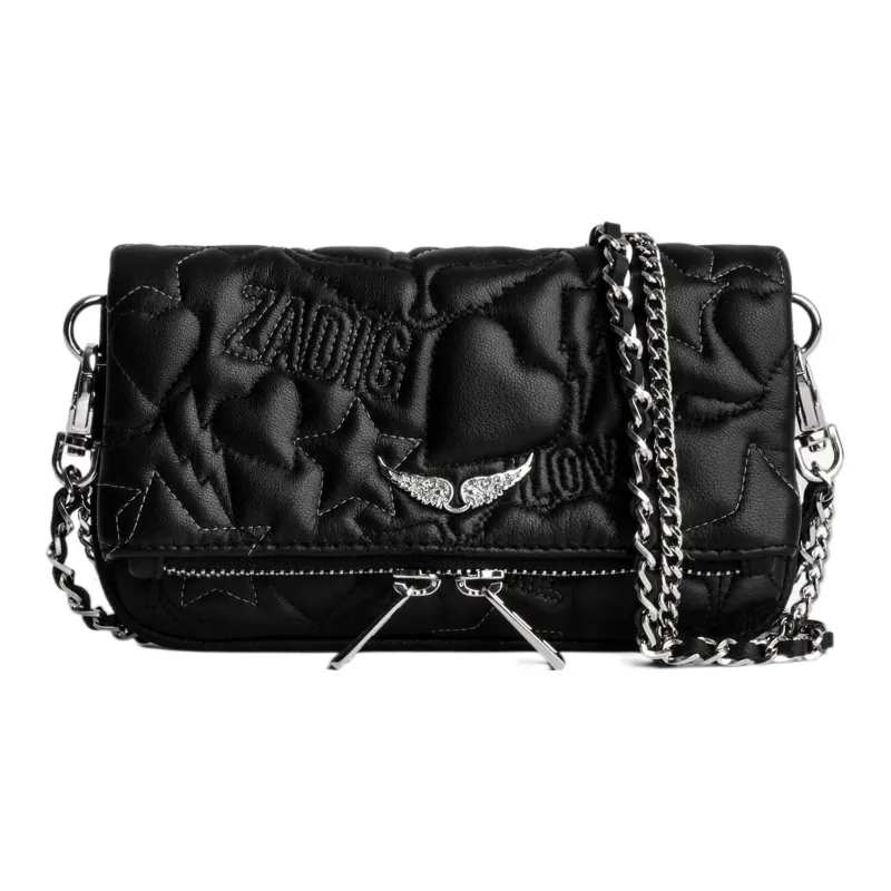 Zadig & Voltaire Rocky Quilting Lambskin One Shoulder Crossbody Clutches Extra Mini Women's Black-0