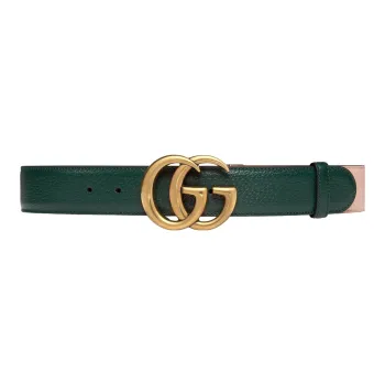 GUCCI Leather Patchwork Double G Smooth Buckle Women's Width 4cm