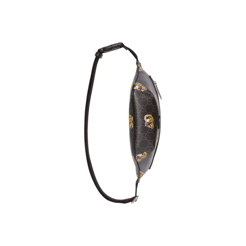 GUCCI Canvas With Leather Trim Sling Bag Fanny Pack Men's Black-6