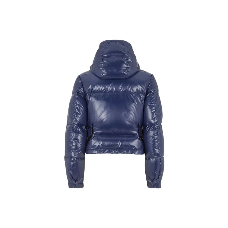 FENDI SS22 Solid Color Shiny Hooded Thickened Down Jacket Women's Blue-1