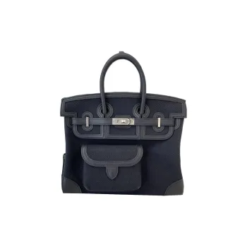HERMES Birkin Cargo Canvas With Swift Leather Birkin Bag Handbag Unisex Noir Black