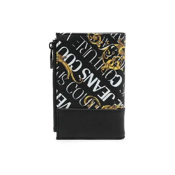 VERSACE JEANS COUTURE Calfskin Wallet Men's White/Black/Yellow-1