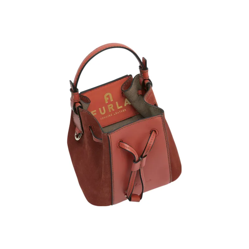 Furla Miastella Soft Calfskin With Suede Bucket Bag, Handbag, Shoulder Bag, Crossbody Bag Mini Women's Cinnamon-3