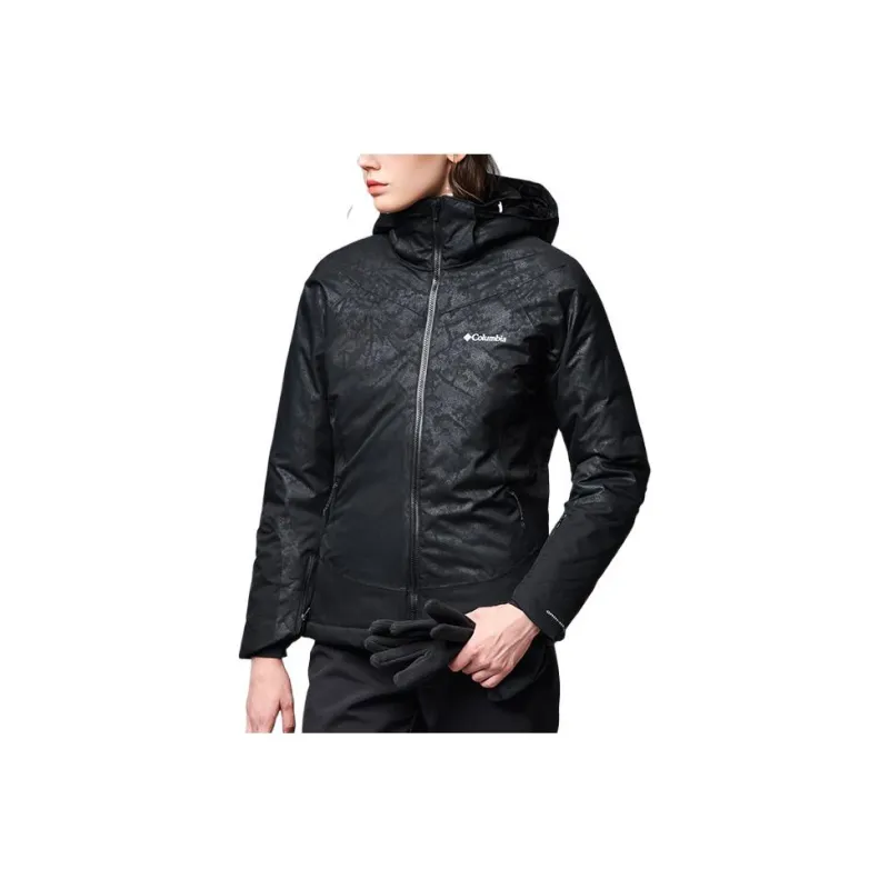 Columbia Solid Color Hooded Fitted Moderate Regular Edition Puffer Jacket Women's Black-1