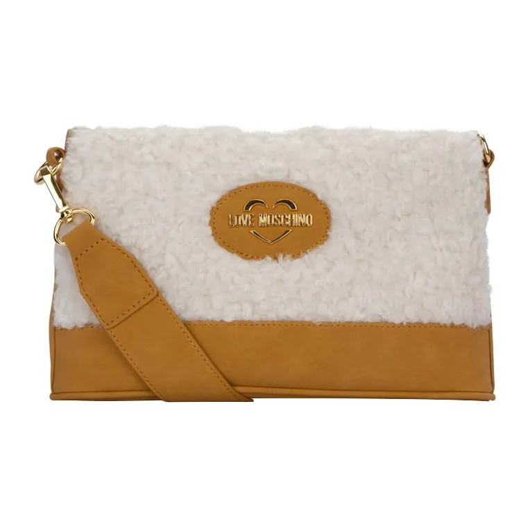 LOVE MOSCHINO Polyester Shoulder Bag Crossbody Bag Women's Ecru/Brown-0