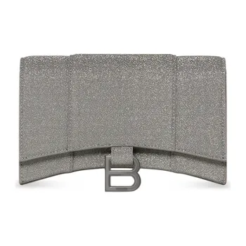 Balenciaga Hourglass Polyurethane Wallet Regular Women's Gray