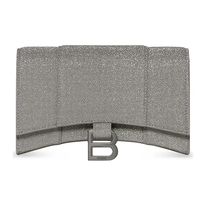 Balenciaga Hourglass Polyurethane Wallet Regular Women's Gray-0