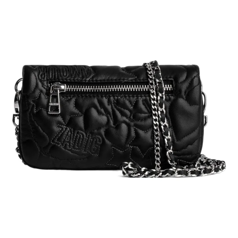 Zadig & Voltaire Rocky Quilting Lambskin One Shoulder Crossbody Clutches Extra Mini Women's Black-4