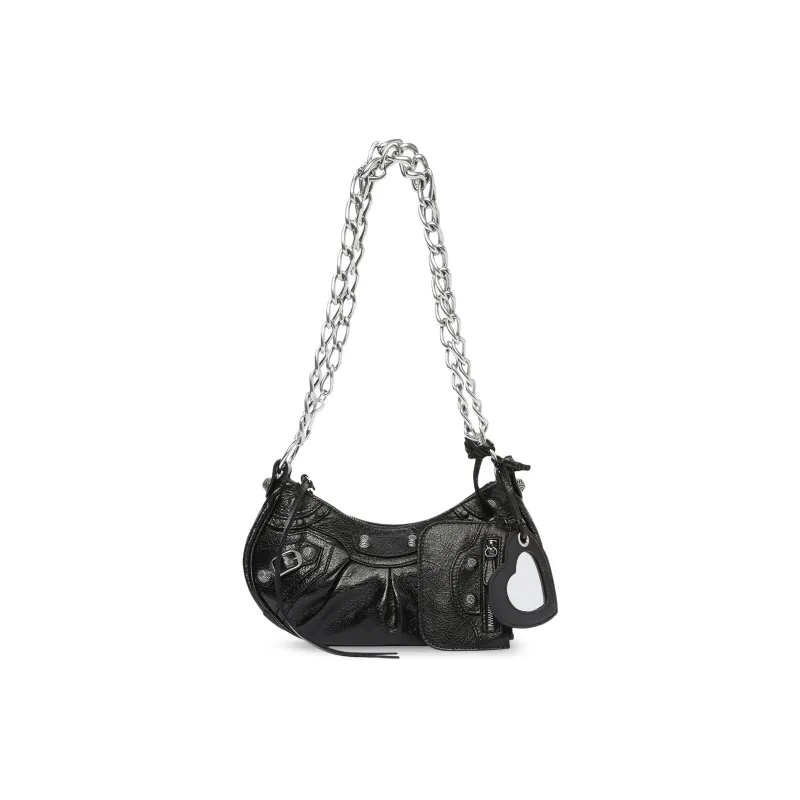 Balenciaga Le Cagole Shoulder Bag With Chain Xs Black-0
