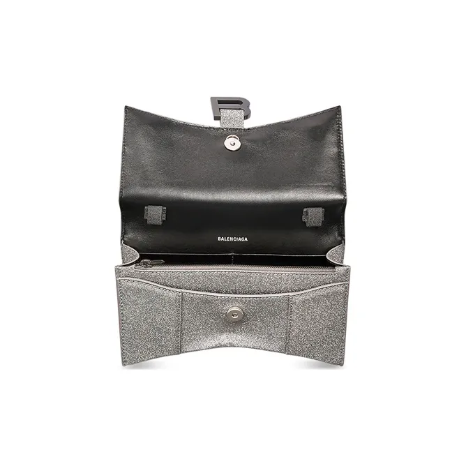 Balenciaga Hourglass Polyurethane Wallet Regular Women's Gray-5
