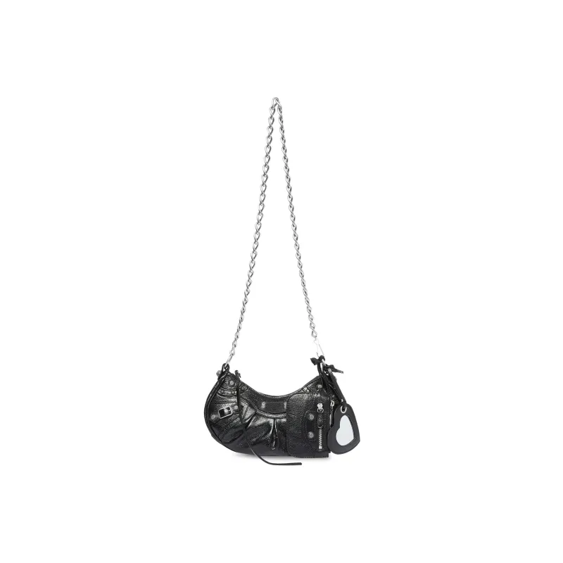 Balenciaga Le Cagole Shoulder Bag With Chain Xs Black-5